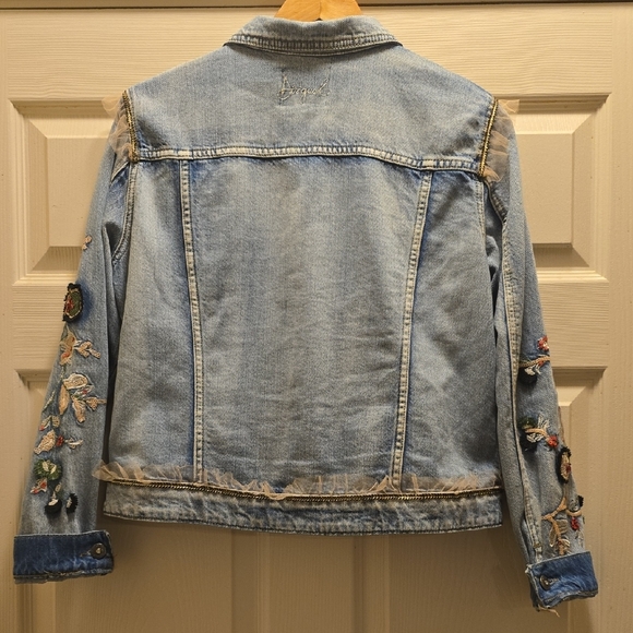 Desigual Women's Embroidered Denim Jacket - Light Blue - Picture 5 of 7